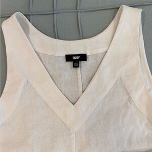 DKNY White Sheath Dress V-Neck Sleeveless